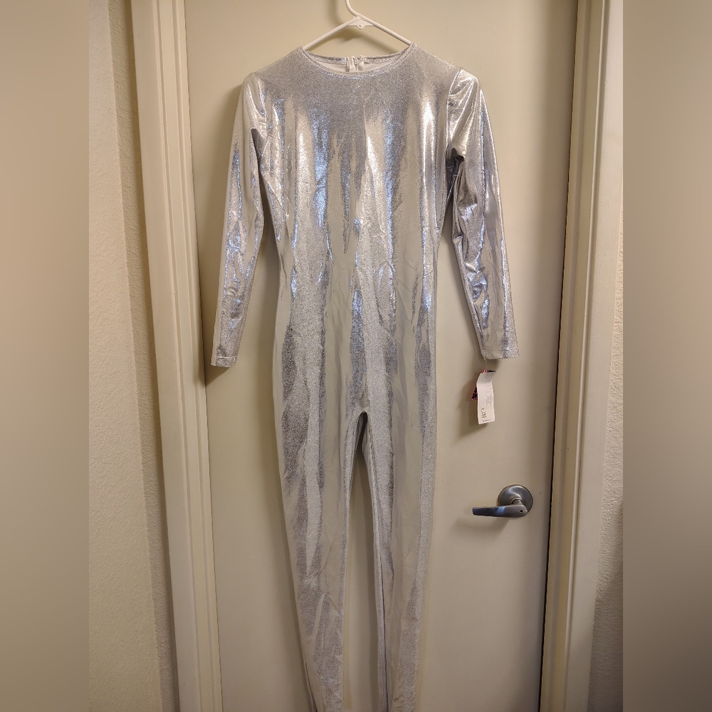 Silver Metallic Women's Unitard